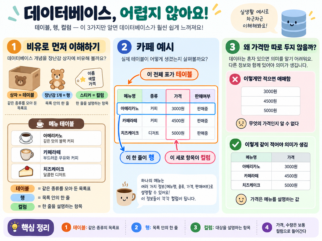 카페 주문 관리 실습이 요구사항 분석에서 ERD 설계까지 이어지는 학습 흐름도