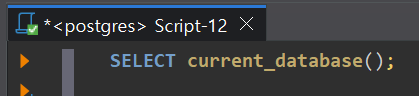SELECT current_database() 실행 결과로 현재 데이터베이스 이름을 확인하는 화면